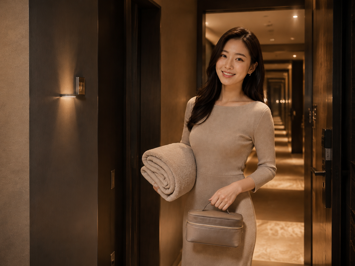 서울 이태원 방문 홈케어 일정을 준비하는 젊은 성인 한국 여성 관리사
